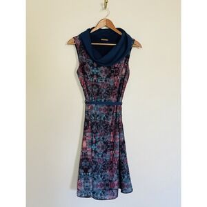 Skunkfunk Sarah Shift Dress. Size 2. Watercolor Floral Pattern. Art To Wear.